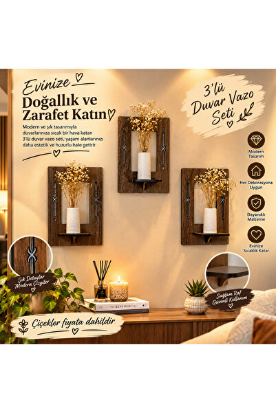 Sündüs duvar asmalı vazo seti