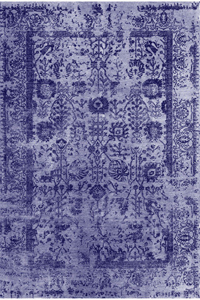 SARAZ HALI Vintage Mor Eskitme Şönil Halı Kaymaz Taban Yıkanabilir Salon Otur...
