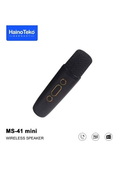 HAINOTEKO مكبر صوت بلوتوث لاسلكي صغير Haino Teko Germany MS-41 مع ميكروفون، مكبر صوت محمول للكاراوكي، مكبر صوت قابل لإعادة الشحن بجودة صوت عالية للموسيقى والحفلات والاستخدام المنزلي والخارجي