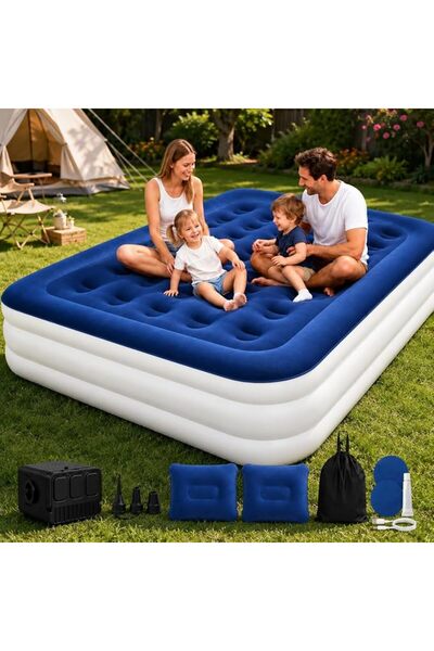 EDUTREE Double Air Mattress with Built-in Pump, 40cm Raised Inflatable Bed, 2...