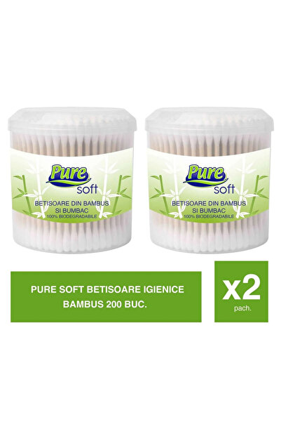 Pure Moale – Bețișoare de urechi 100% bambus și bumbac cu sistem de extragere...