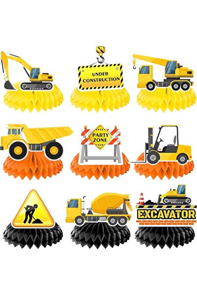 Generic 9pcs Construction Honeycomb Centerpieces, Construction Party Centerpi...