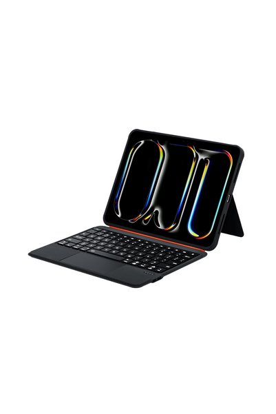 Bix IK02 Manyetik Ayrılabilir iPad için Touchpad’li Klavye Kılıfı Bluetooth 6.0 Type-C Şarjlı 7 Renk Aydınlatmalı Stant Özellikli Tablet Klavye Kılıfı