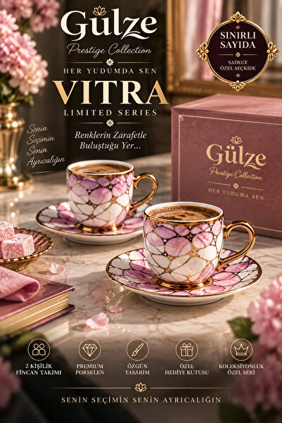 GÜLZE Prestige / Limited Series / Vitra Model 2-Person Coffee Cup Set (Fine B...