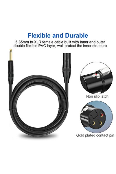 Generic XMUXI 6.35mm Male To XLR Female Microphone Cable - 1/4 Inch Unbalance...