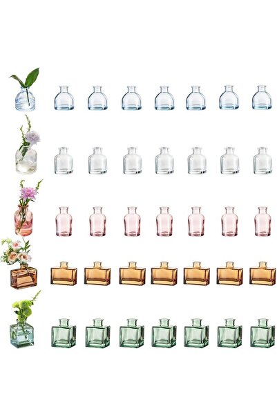 Glasseam Glass Bud Vases in Bulk: Colored Mini Flower Vases for Centerpieces ...