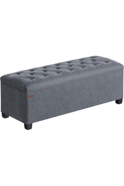SONGMICS Velvet Storage Ottoman Bench, Foot Rest with Legs, 15.7 x 43 x 15.7 ...