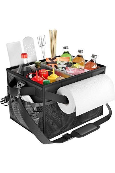 KASTWAVE Grill Caddy, Collapsible Picnic Basket for Outdoor Camping Barbecue,...