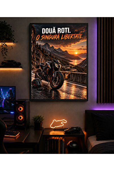 Miutic Print Studio Tablou decorativ pentru motocicliști „Două roți. O singur...