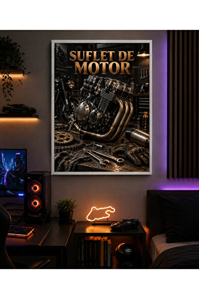 Miutic Print Studio Tablou decorativ motociclism „Suflet de Motor” – Tablou p...