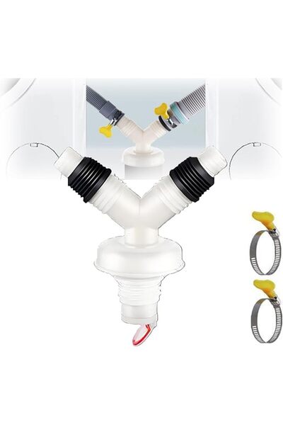 GENERAL TONGLUO Y-Shaped Double Outlet Connector Drainage Pipe with 2 Hose Cl...