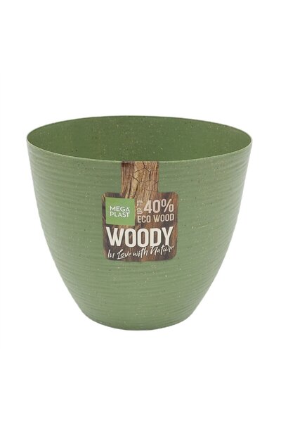 OEM Ghiveci din plastic Donna Woody, interior / exterior, rotund, croco, D 25 cm