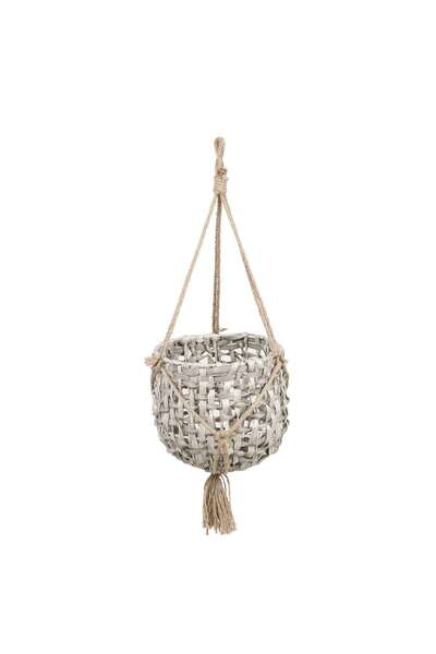 OEM Flower basket, with hangers, polyrattan, natural, 28 x 23 cm