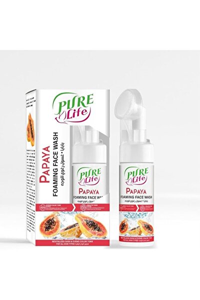 PureLife غسول وجه رغوي بالبابايا من بيور لايف مع فرشاة سيليكون، تنظيف عميق، ت...