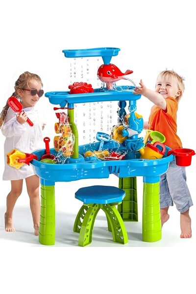 GENERAL Large Sand Water Table for Kids -No Burr,Summer Beach Toys,Colorful S...