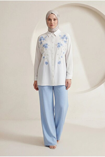 BURRASCA Embroidered Stone Linen Shirt