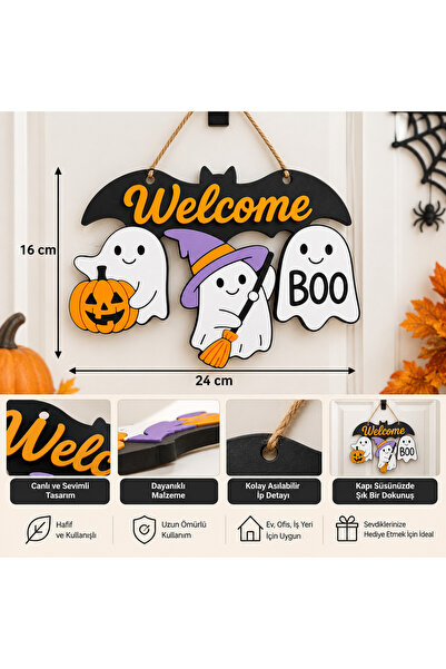 Genel Markalar Cadılar Bayramı (Halloween) Welcome Boo Sevimli Hayaletler Ve ...