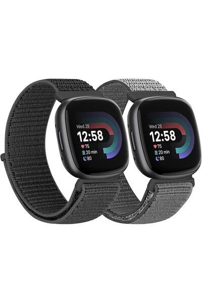 GENERAL عبوة من قطعتين من الأحزمة النايلونية المتوافقة مع Fitbit Versa 4/Fitb...