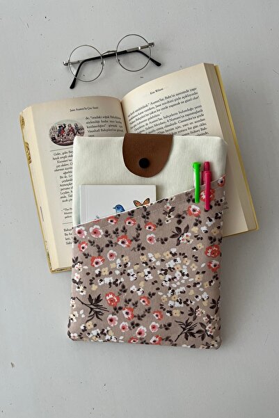 Generic Brand Ленена корица за книга с джобове, подарък за любители на книги