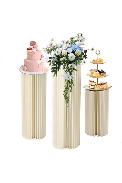 GENERAL Columns Display Pedestals Stands Set Cardboard Foldable Paper Round C...