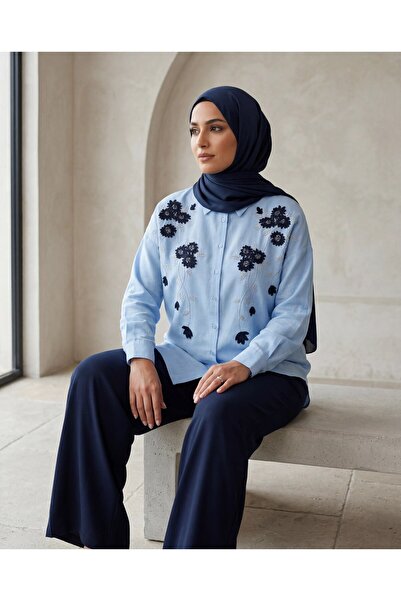 BURRASCA Embroidered Stone Linen Shirt