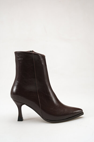 ELAIA SHOES Cecilia Brown Rustic Pointed Toe Women's Heeled Boots
