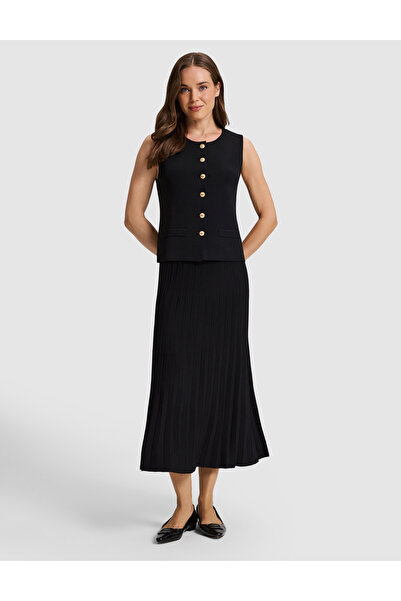 Pierre Cardin Μαύρη Πλεκτή Φούστα Στενής Γραμμής 50331249-VR046