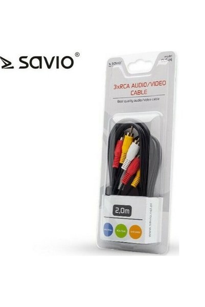 Savio CLS-14 Καλώδιο Ήχου-Εικόνας RCA 2μ Μαύρο