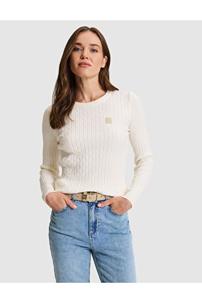 Pierre Cardin Ecru Slim Fit Basic Sweater 50331465-Vr019