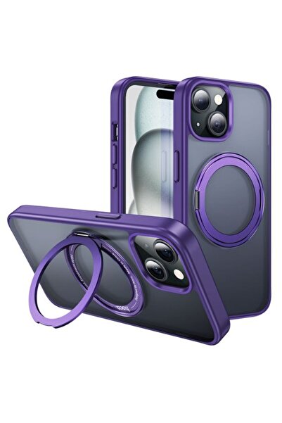 Hoco AS 1 Θήκη για iPhone 15, MagSafe, με Δαχτυλίδι Στήριξης, Ματ - Μωβ