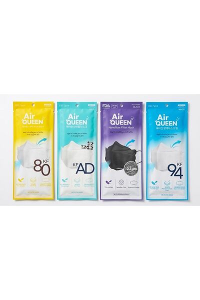 Air Queen قناع فلتر من الألياف النانوية، KF94- KF80- KD قطعتان - AD-(4 قطع) ص...