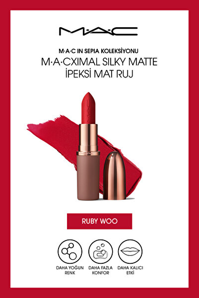 M.A.C In Sepia Koleksiyonu: M·A·Cximal Silky Matte İpeksi Mat Ruj - Ruby Woo