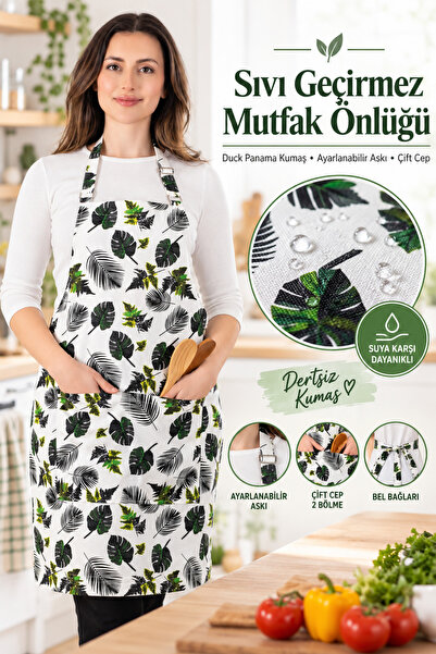 Morlay Dertsiz ve Sıvı Geçirmez Mutfak Önlüğü Ayarlanabilir Askılı Çift Cepli...