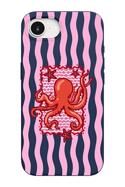 shoptocase iPhone 16E Uyumlu Octopus Desenli Mikrofiber İç Yüzey+ TPU Esnek T...