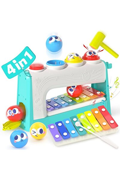 Hola Toys for 1 Year Old Boy Birthday Gift, 4 in 1 Musical Pounding Xylophone...