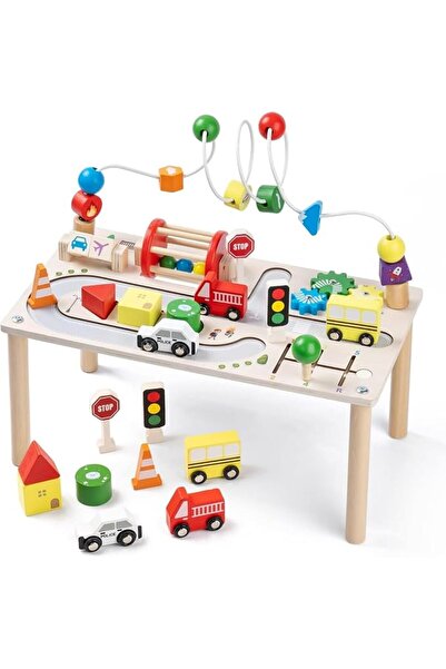 Soofam Wooden Activity Table for Toddlers 3-5, Baby Play Table Activity Cente...