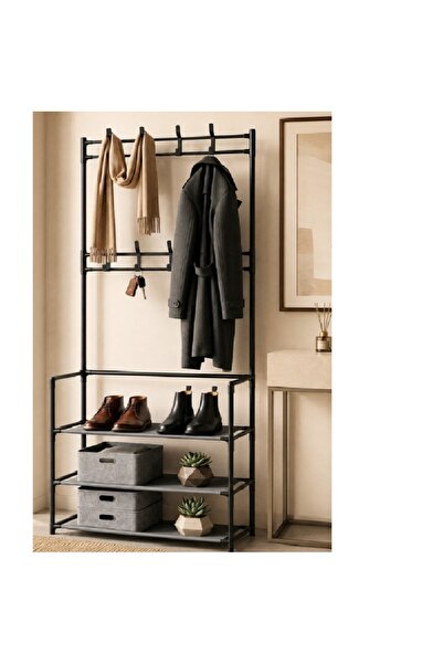 ACTEN 3 Tier Shoe Rack with Coat Stand Space Saving Shoe and Accessory Organi...