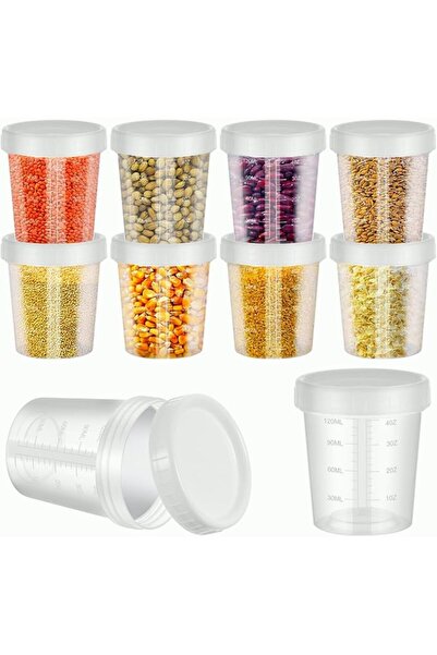 SYOSI 10 Pcs 120ml Small Plastic Containers with Lids, Leakproof Condiment Ja...