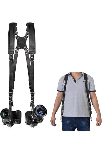 SYOSI Dual Camera Strap, Camera Shoulder Strap for Two Cameras Adjustable Lea...
