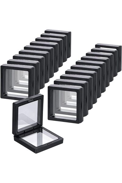 Generic 20 Pack 3D Floating Frame Display Holder Stands, Black, for Challenge...