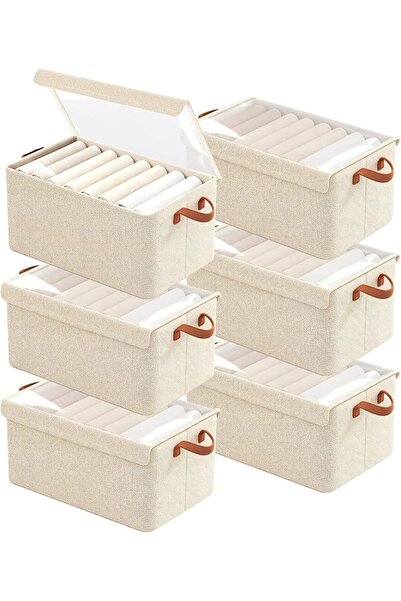 U-HOOME Fabric Closet Organizers and Storage with Lids, 6 Pack Underwear Draw...