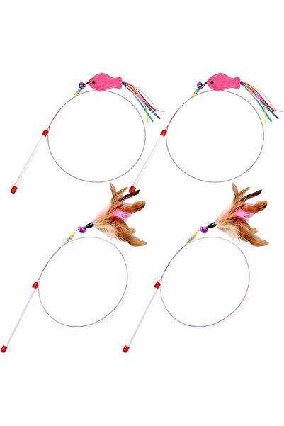 TERRIFI 4 Pcs Cat Teaser Wands, Cat Feather Wand Teaser Toy with Bell, Cats F...