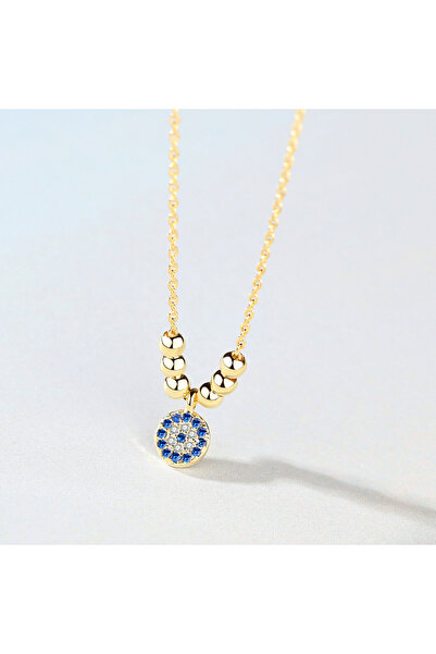 Peach Jewelry Μενταγιόν Μάτι Ασήμι 925 Επιχρυσωμένο 18Κ
