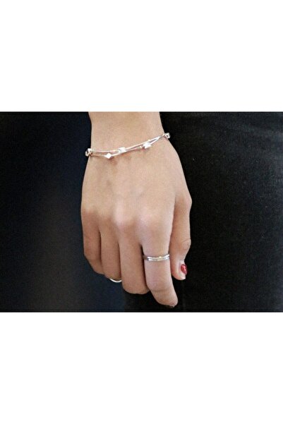 Peach Jewelry Σύμβολ Διπλό Βραχιόλι με Ασημένια Κύβους 925
