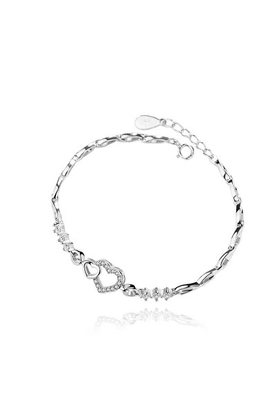 Peach Jewelry Ασημένιο βραχιόλι 925 με σύμβολο καρδιάς και ζιργκόν