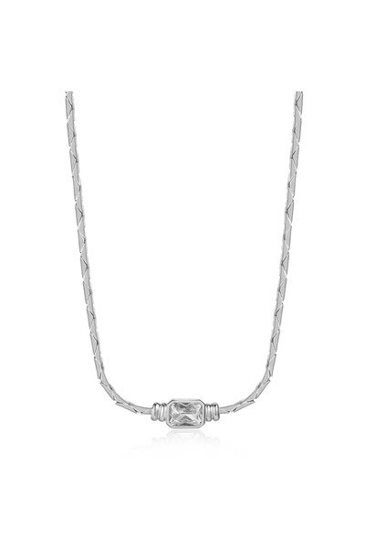 Peach Jewelry Μενταγιόν με Κυβο Κρύσταλο Ατσάλι 316