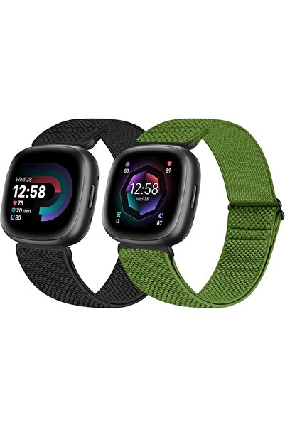 GENERAL عبوة من قطعتين من الأربطة المرنة المتوافقة مع أساور 4/Versa 3/Sense 2...