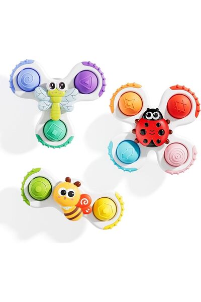ALASOU 3PCS Pop Suction Cup Spinner Toys for 1 Year Old Boy Girl|Novelty Spin...
