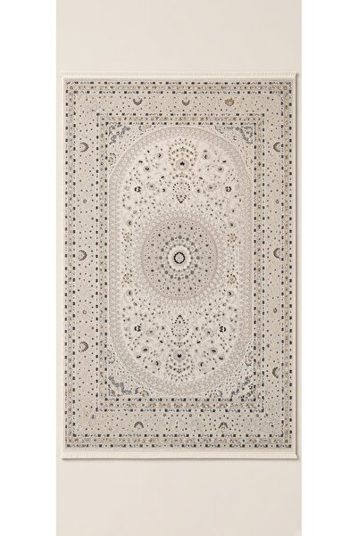 6 Metrekare İran Tarzı Klasik Medalyon Desenli (200*290) Salon Halısı Krem