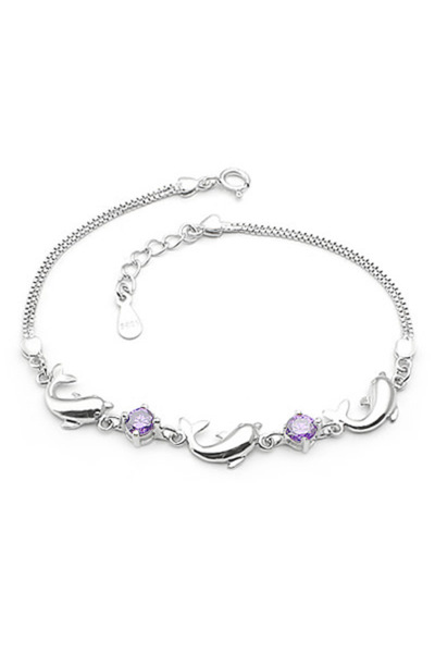 Peach Jewelry Ασημένιο βραχιόλι δελφίνι 925